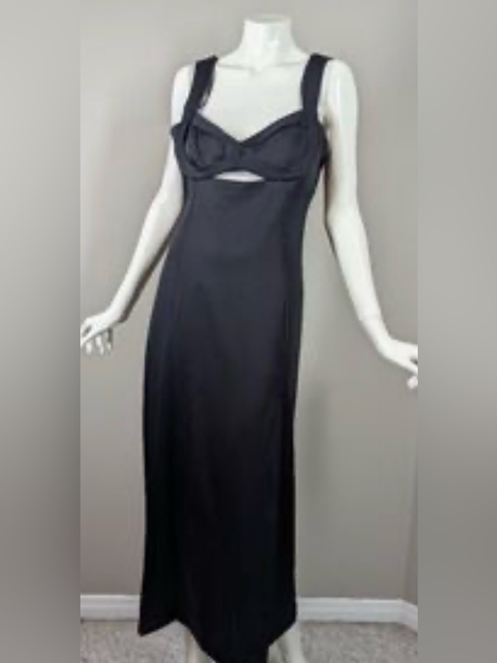 Zara Satin Peekaboo Cutout Midi/maxi Dress Black Size Small NWT Festive Days